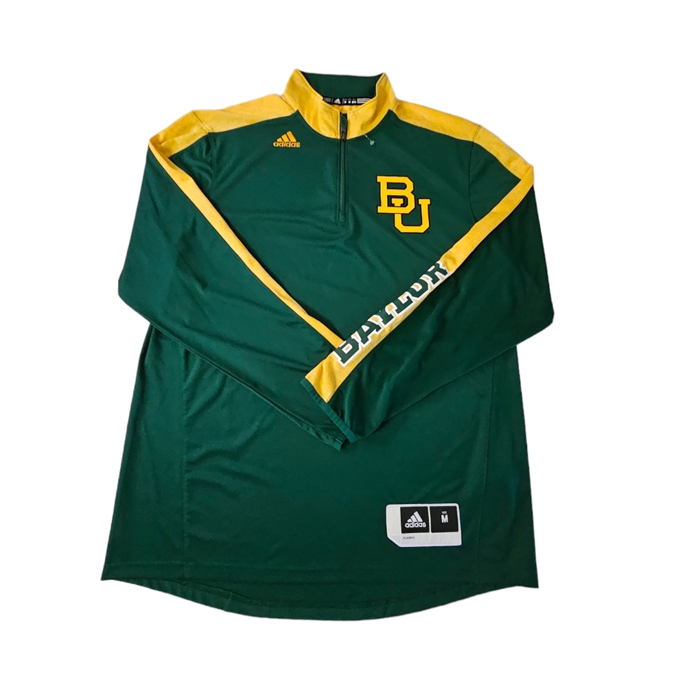 Baylor Bears BU Adidas Climalite NCAA 1/4 Zip Pullover Green Shirt Men Medium
